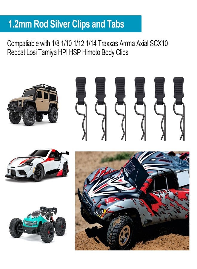 FriHobby 50pcs FriHobby RC Car Clips with Pull Tabs Compatiable with 1/8 1/10 1/12 1/14 Traxxas Arrma Axial SCX10 Redcat Losi Tamiya HPI HSP Himoto Body Clips (Silver) - Image 4